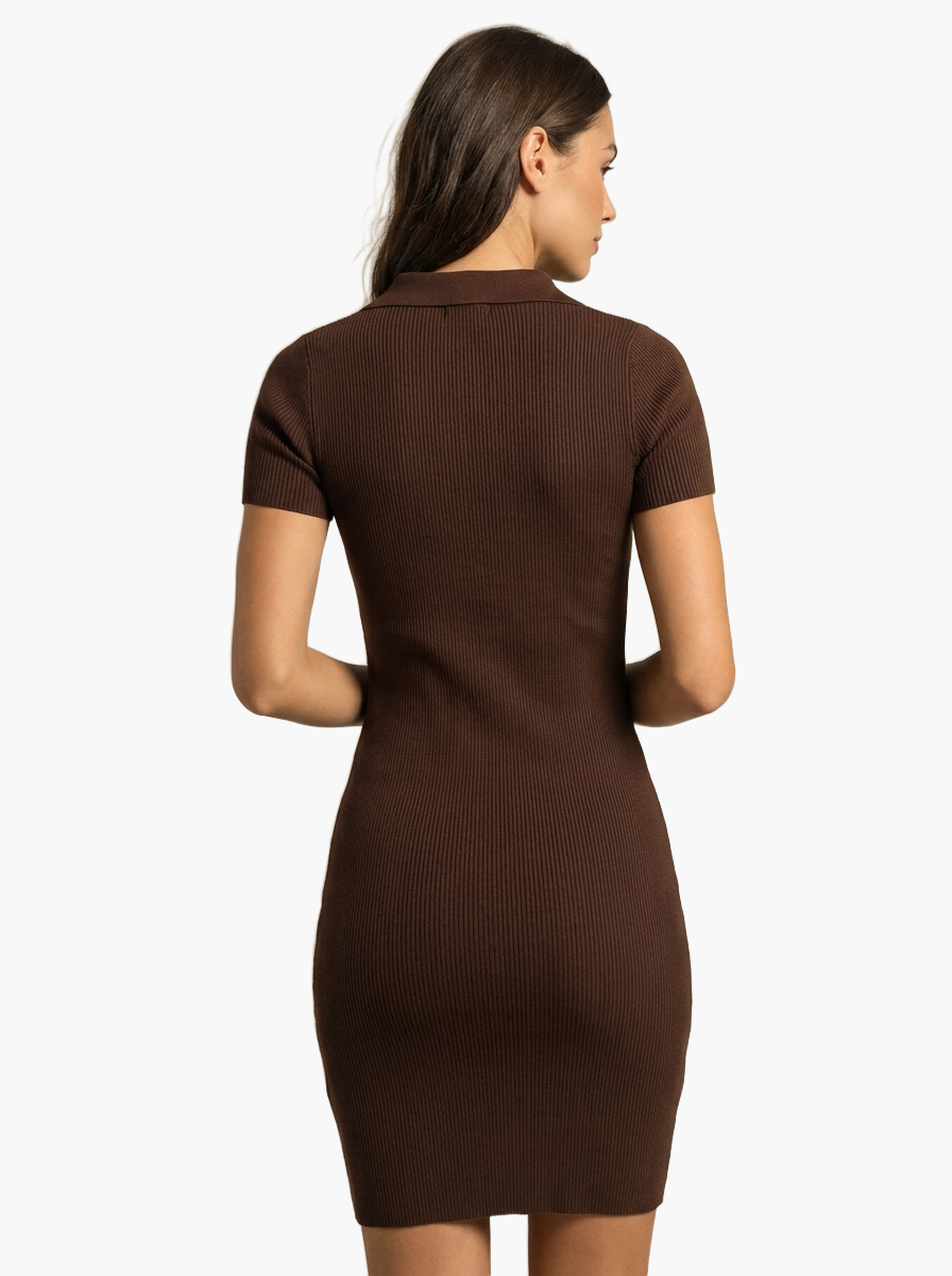Ribbed Short Sleeve Mini Dress — F8F8F8 8