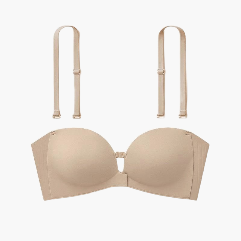 Invisible Front Buckle Strapless Bra — F8F8F8 1
