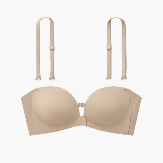 Invisible Front Buckle Strapless Bra — F8F8F8 1