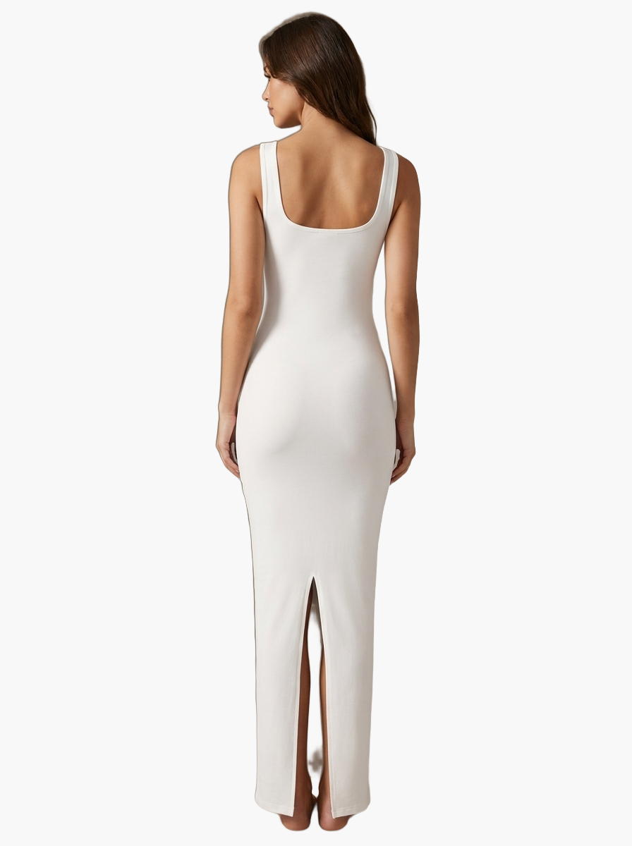 U-Neck Slit Maxi Dress — F8F8F8 10
