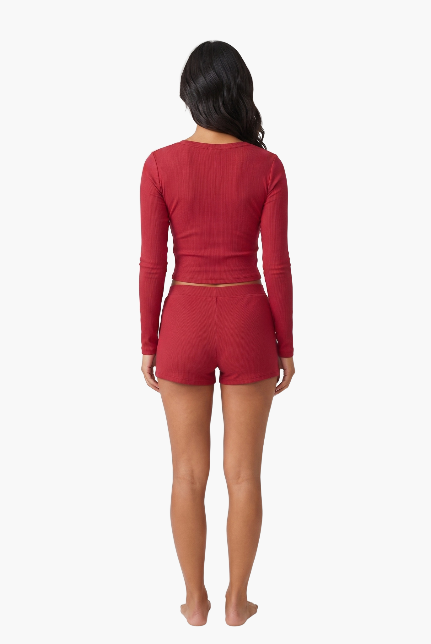 Long Sleeve Lounge Set with Built-In Bra — F8F8F8 8