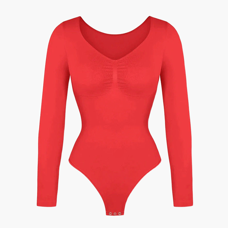 Seamless Shaping Long Sleeve Bodysuit — F8F8F8 13