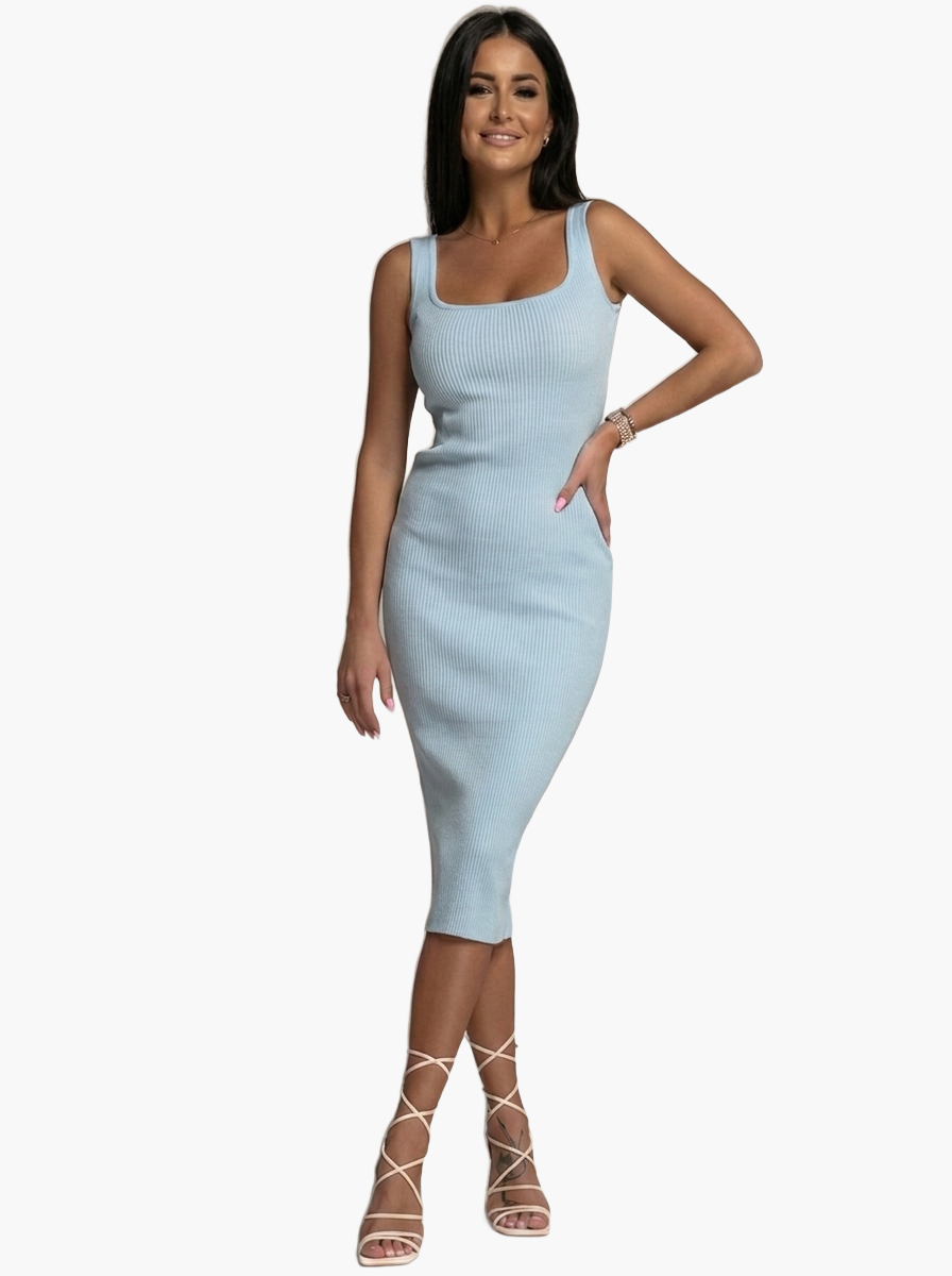 Sleeveless Ribbed Midi Dress — F8F8F8 7