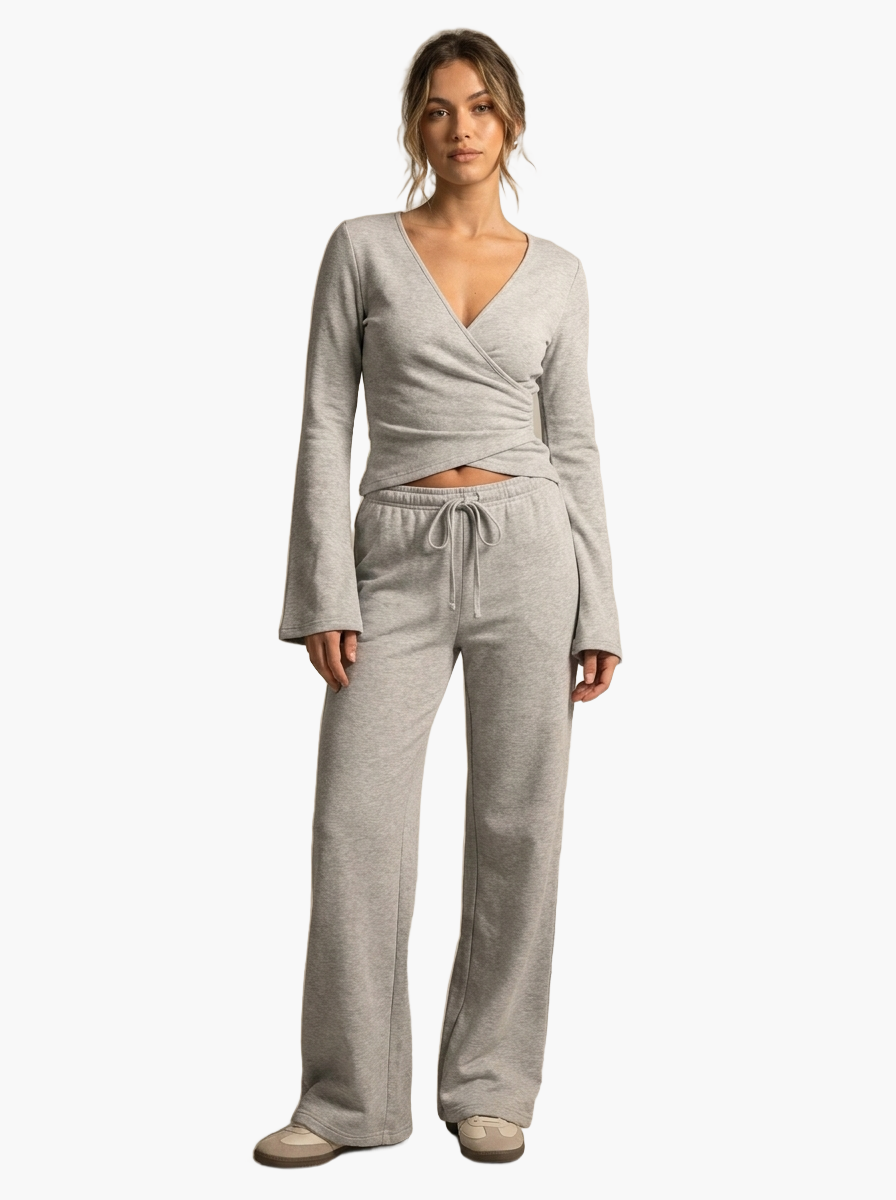 Fleece-Lined Drawstring Lounge Set — F8F8F8 7