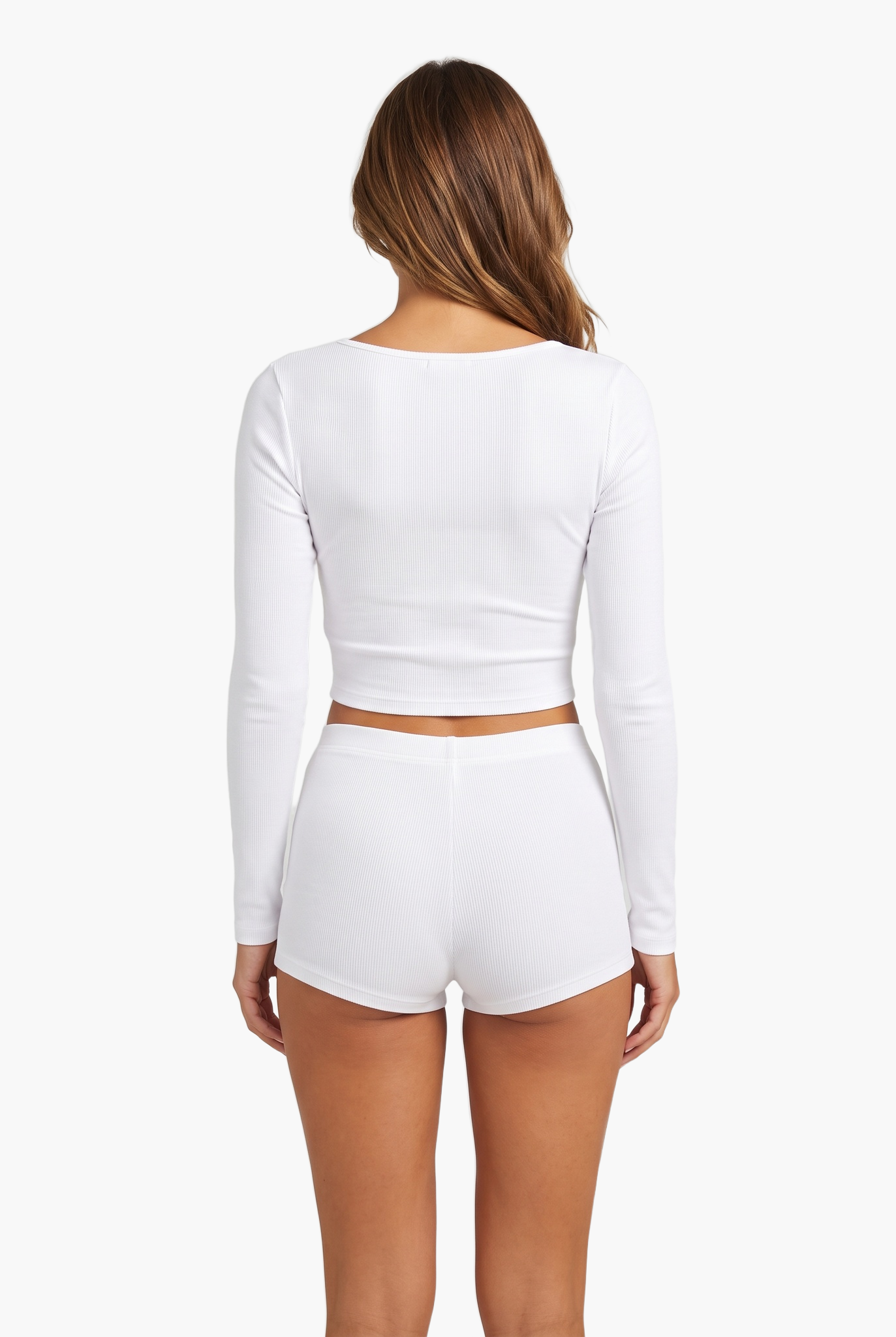 Long Sleeve Lounge Set with Built-In Bra — F8F8F8 4