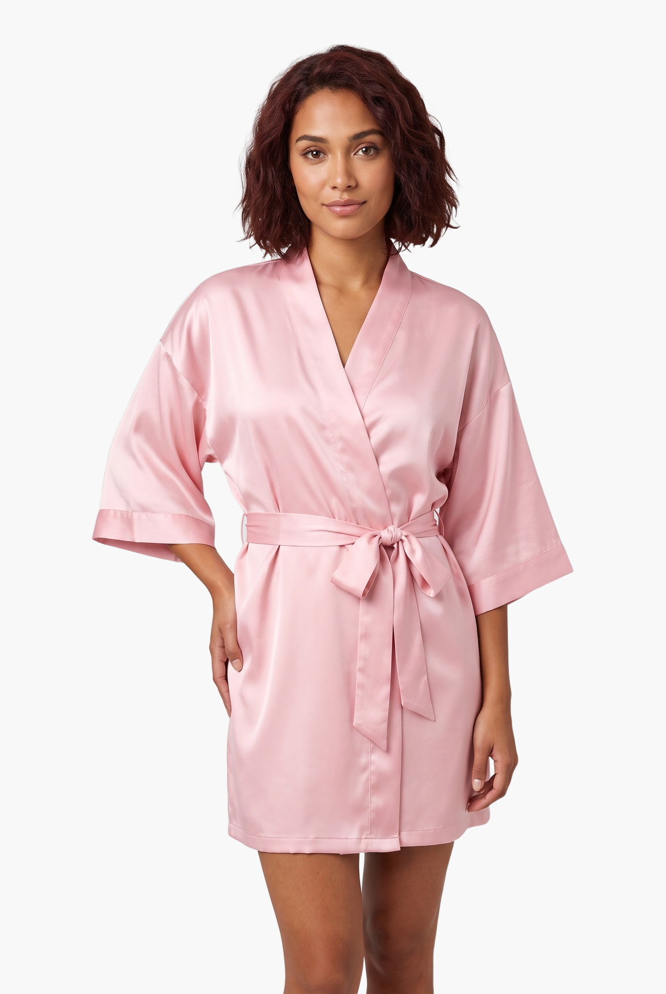 Satin Tie-Waist Robe — F8F8F8 11