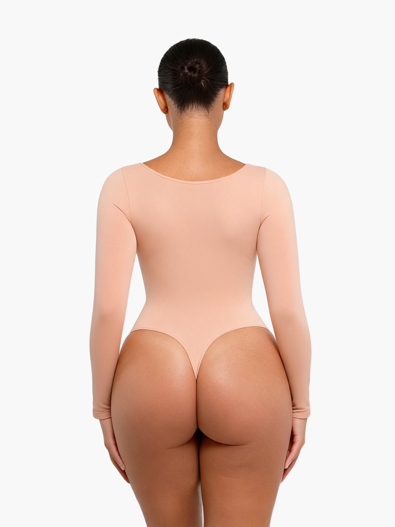 Seamless Shaping Long Sleeve Bodysuit — F8F8F8 4
