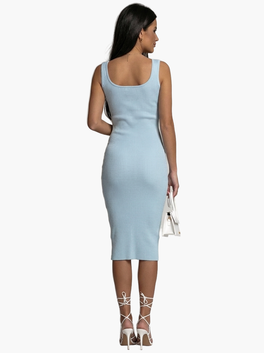 Sleeveless Ribbed Midi Dress — F8F8F8 8