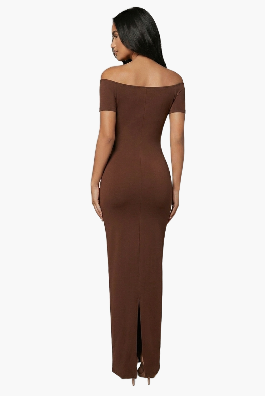 Off-Shoulder Sculpt Midi Dress — F8F8F8 4