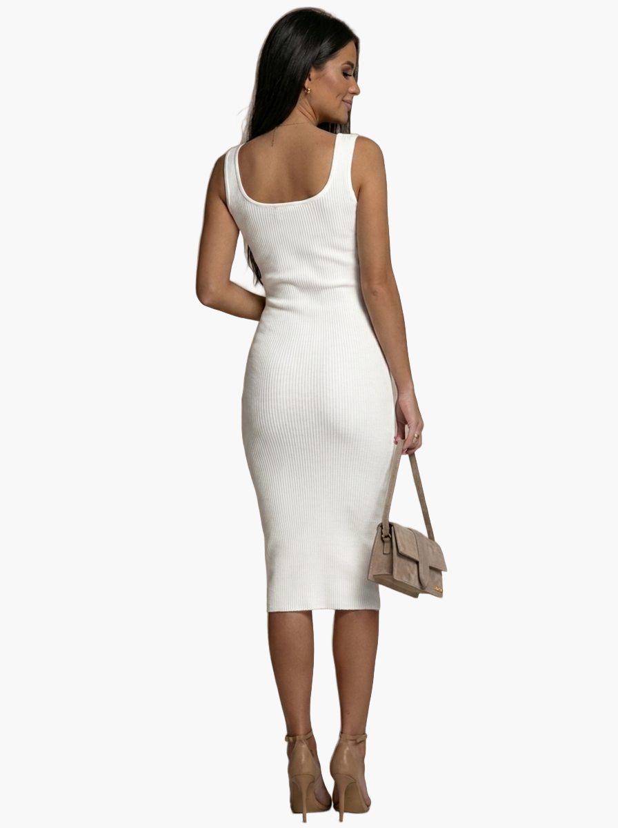 Sleeveless Ribbed Midi Dress — F8F8F8 2