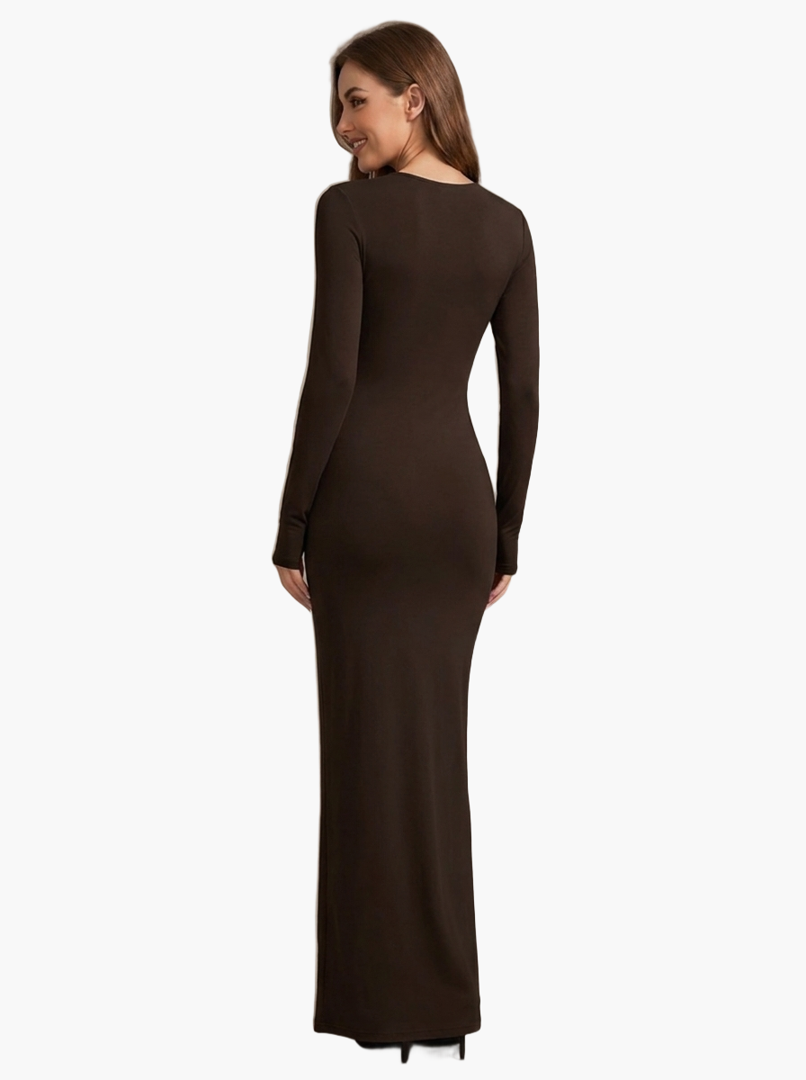 Long Sleeve Sculpt Maxi Dress — F8F8F8 6