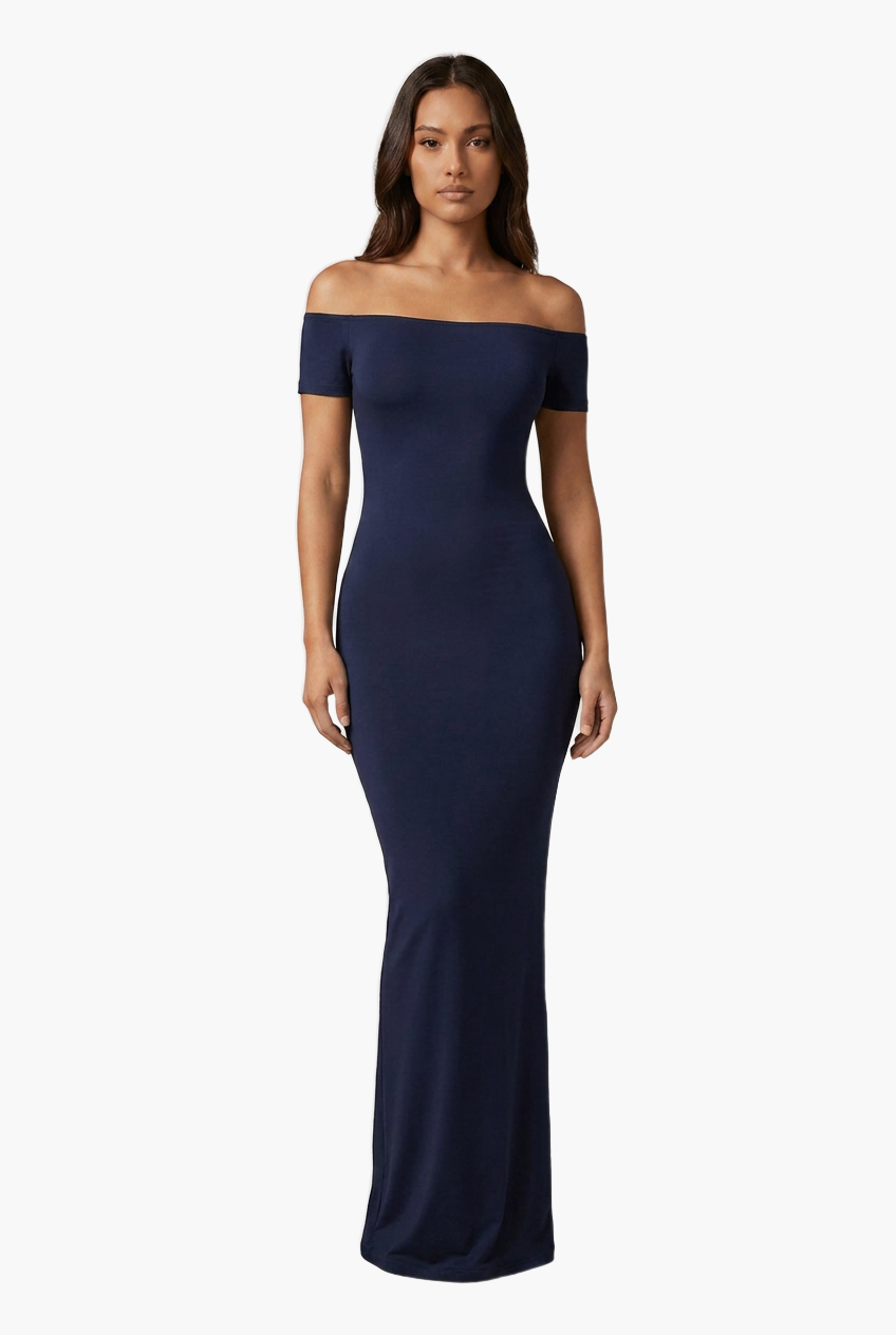 Off-Shoulder Sculpt Midi Dress — F8F8F8 7