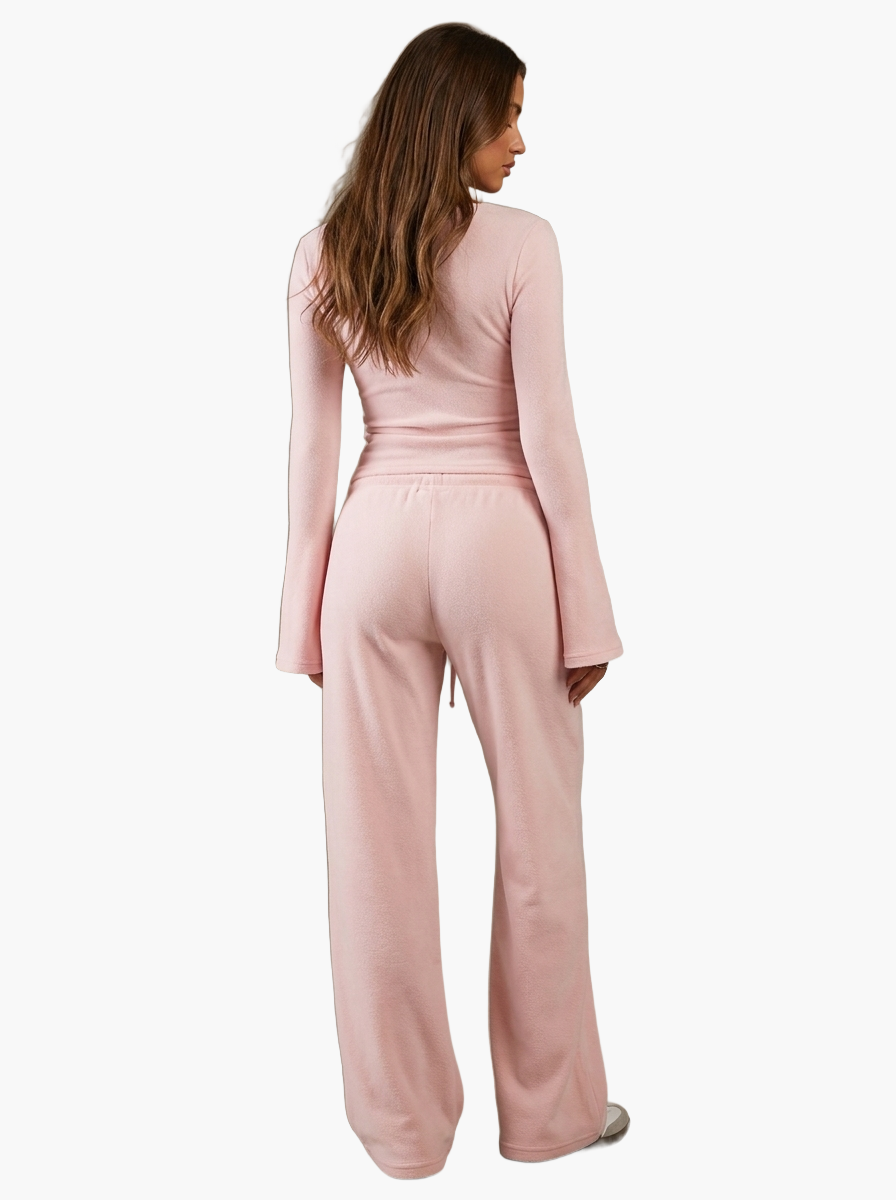 Fleece-Lined Drawstring Lounge Set — F8F8F8 4