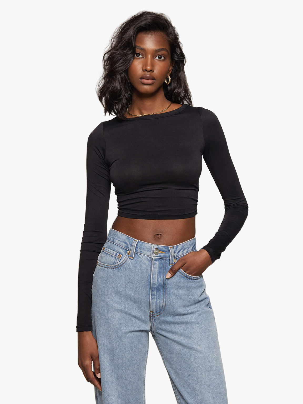 Slim Fit Long Sleeve Top — F8F8F8 1