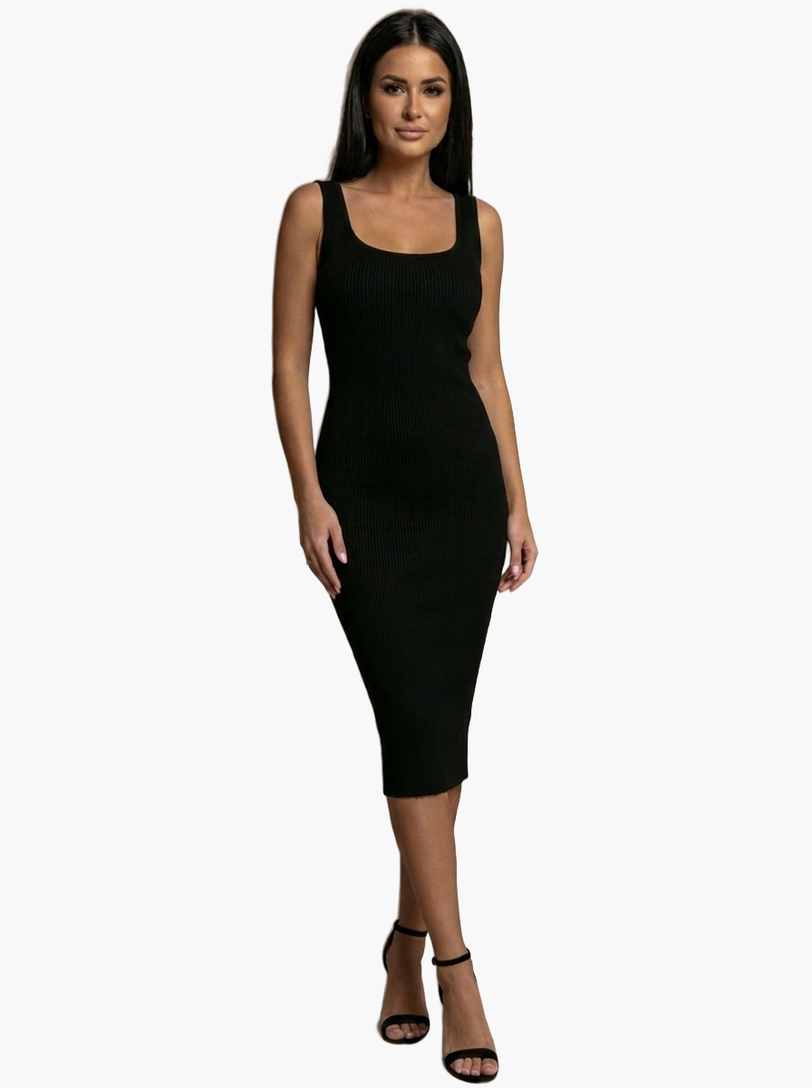 Sleeveless Ribbed Midi Dress — F8F8F8 9
