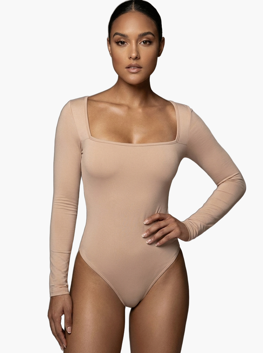Women's Velvet Jumpsuit Long Sleeve Square Neck — F8F8F8 5