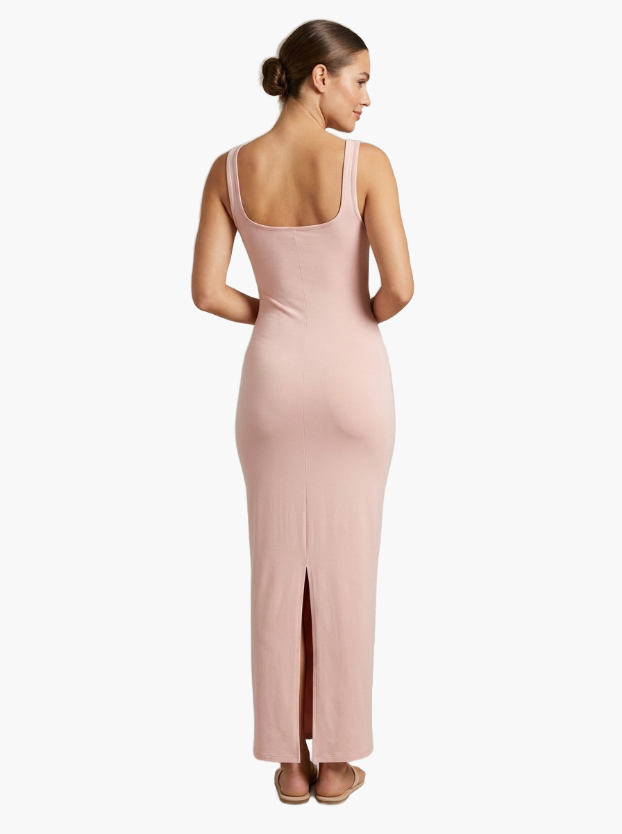 U-Neck Slit Maxi Dress — F8F8F8 6
