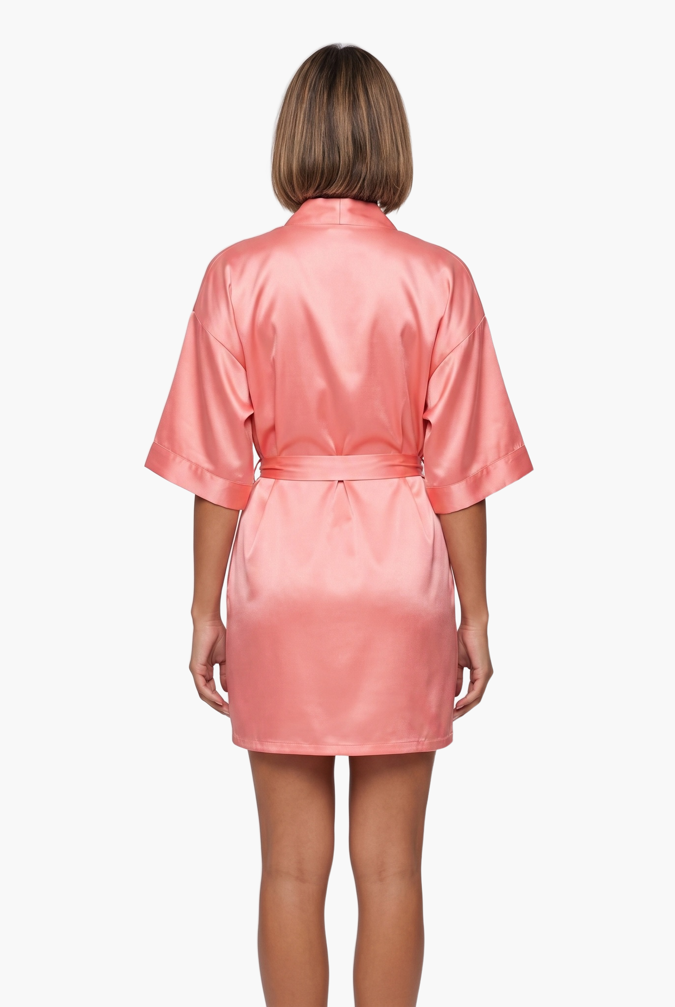 Satin Tie-Waist Robe — F8F8F8 2