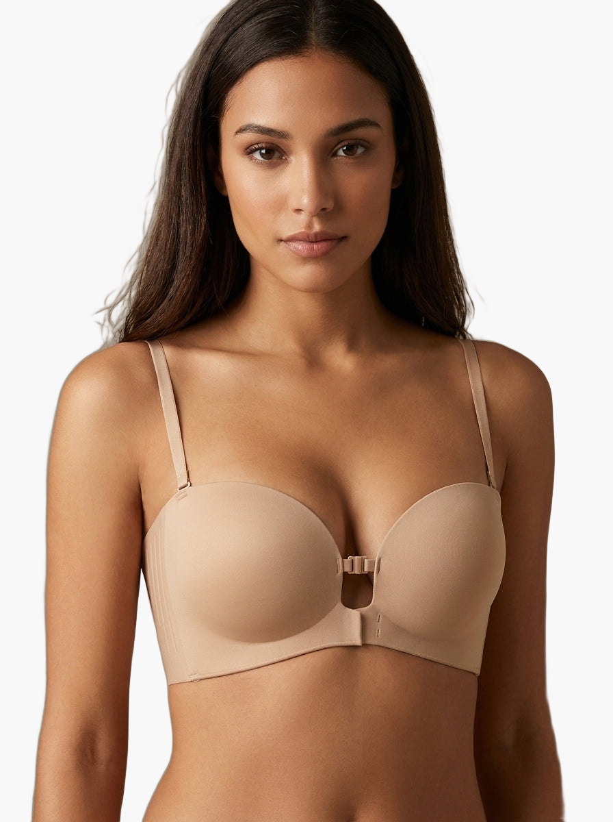 Invisible Front Buckle Strapless Bra — F8F8F8 5