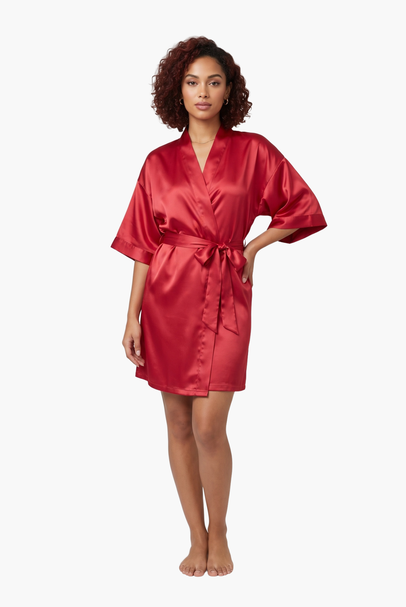 Satin Tie-Waist Robe — F8F8F8 17