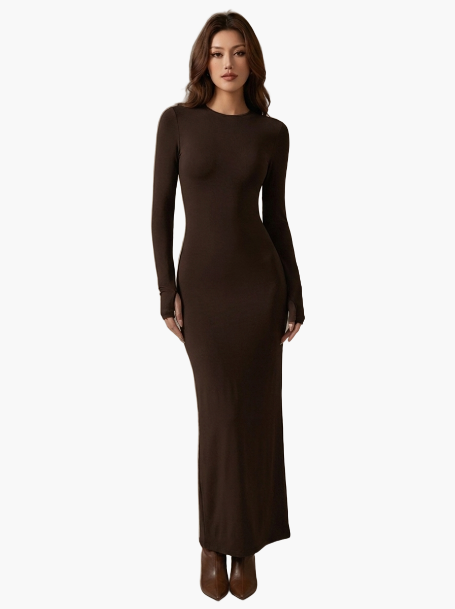 Long Sleeve Sculpt Maxi Dress — F8F8F8 5