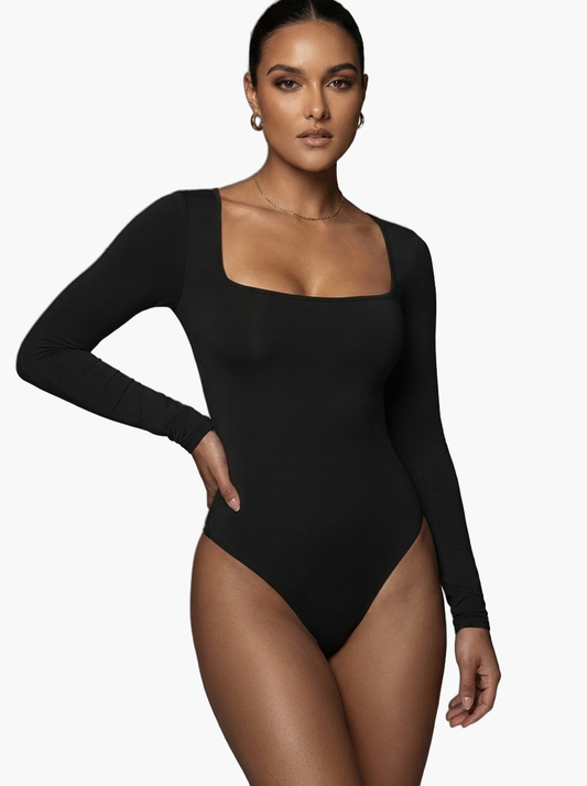 Women's Velvet Jumpsuit Long Sleeve Square Neck — F8F8F8 1