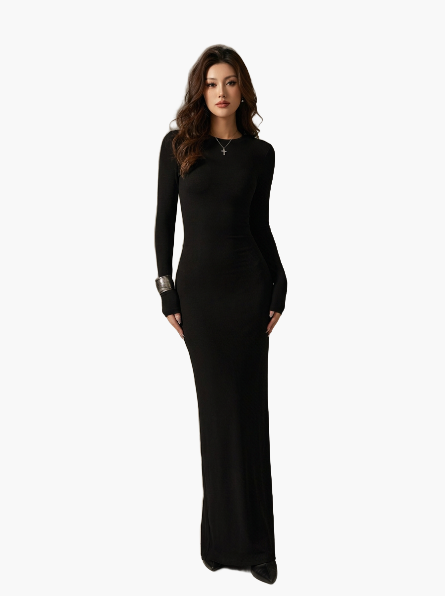 Long Sleeve Sculpt Maxi Dress — F8F8F8 3