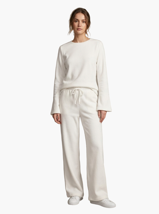 Fleece-Lined Drawstring Lounge Set — F8F8F8 1