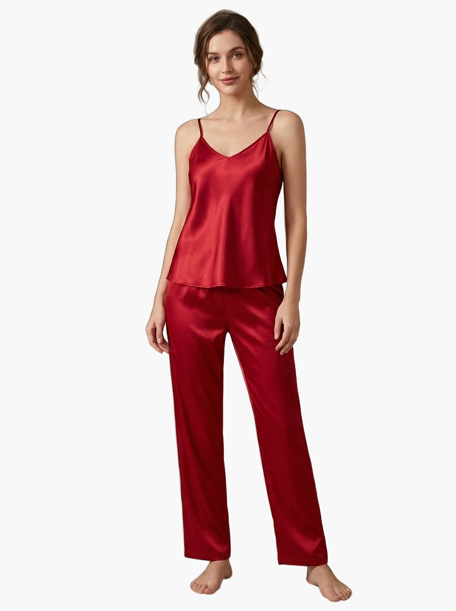 Satin Cami Pajama Set — F8F8F8 1