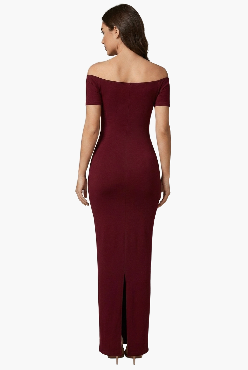 Off-Shoulder Sculpt Midi Dress — F8F8F8 14