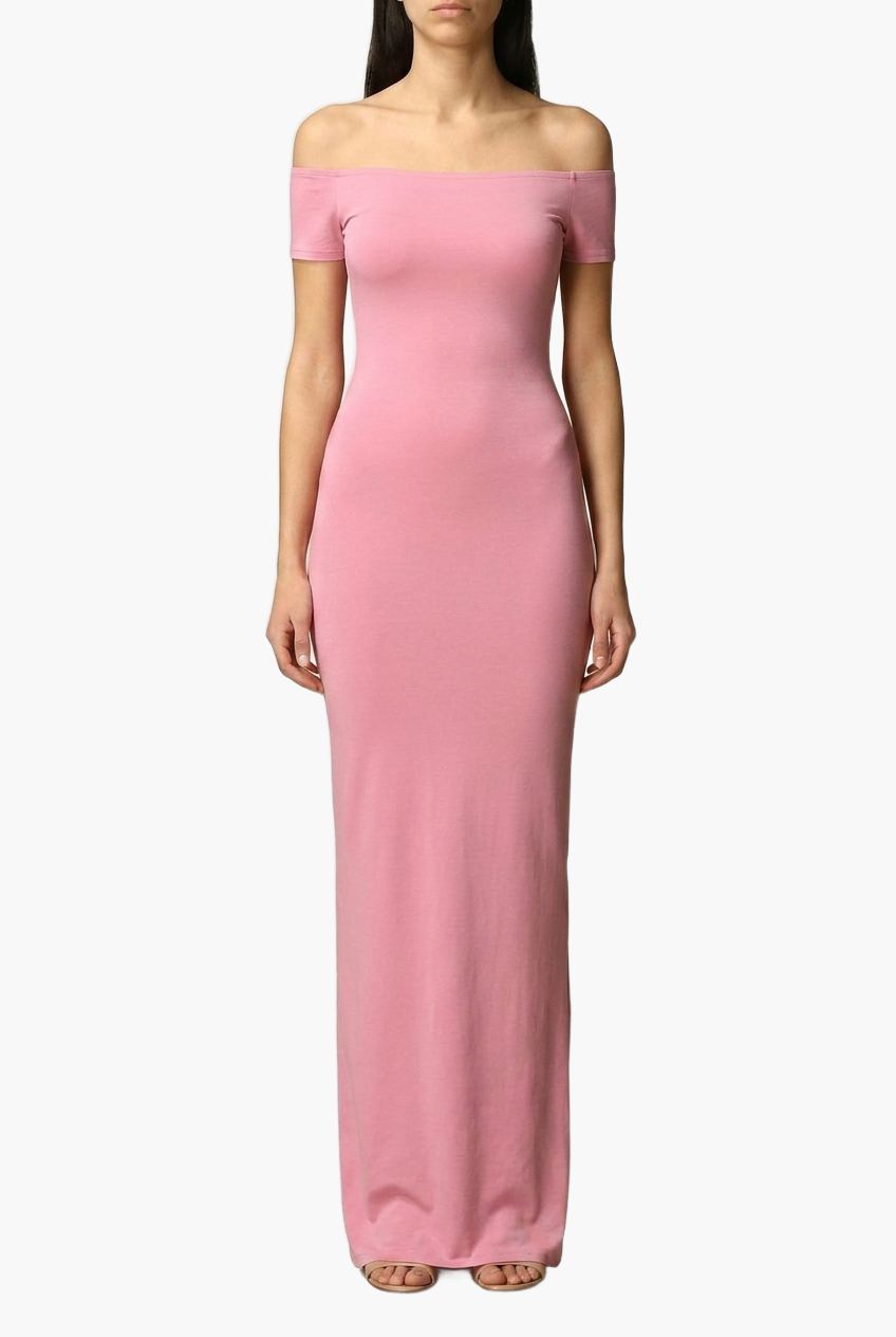 Off-Shoulder Sculpt Midi Dress — F8F8F8 11