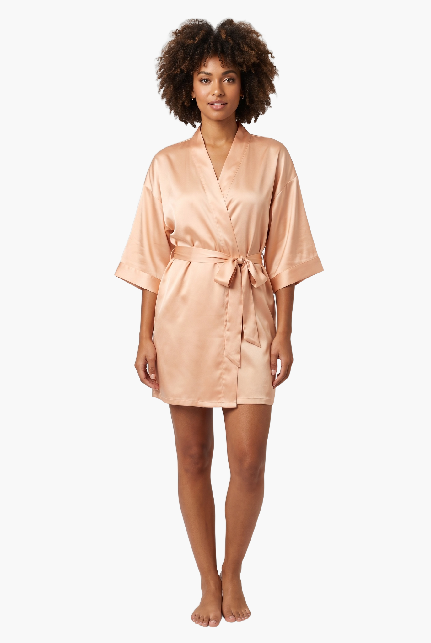 Satin Tie-Waist Robe — F8F8F8 5
