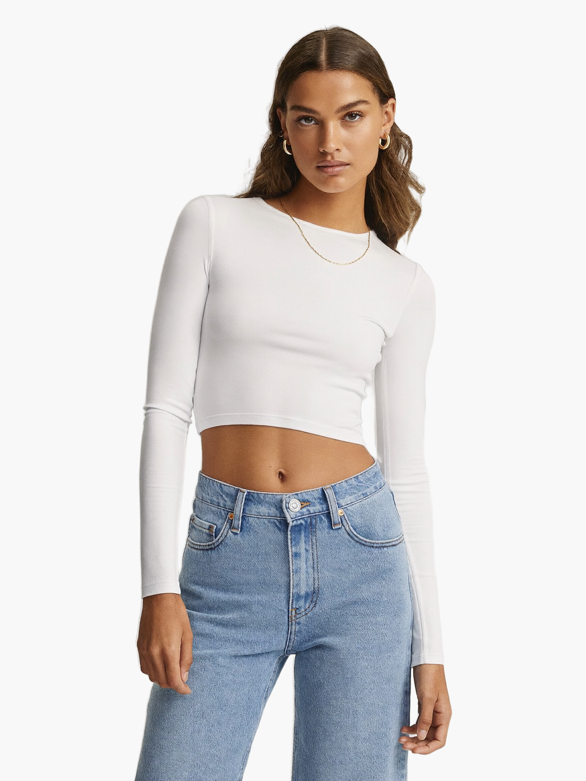 Slim Fit Long Sleeve Top — F8F8F8 7
