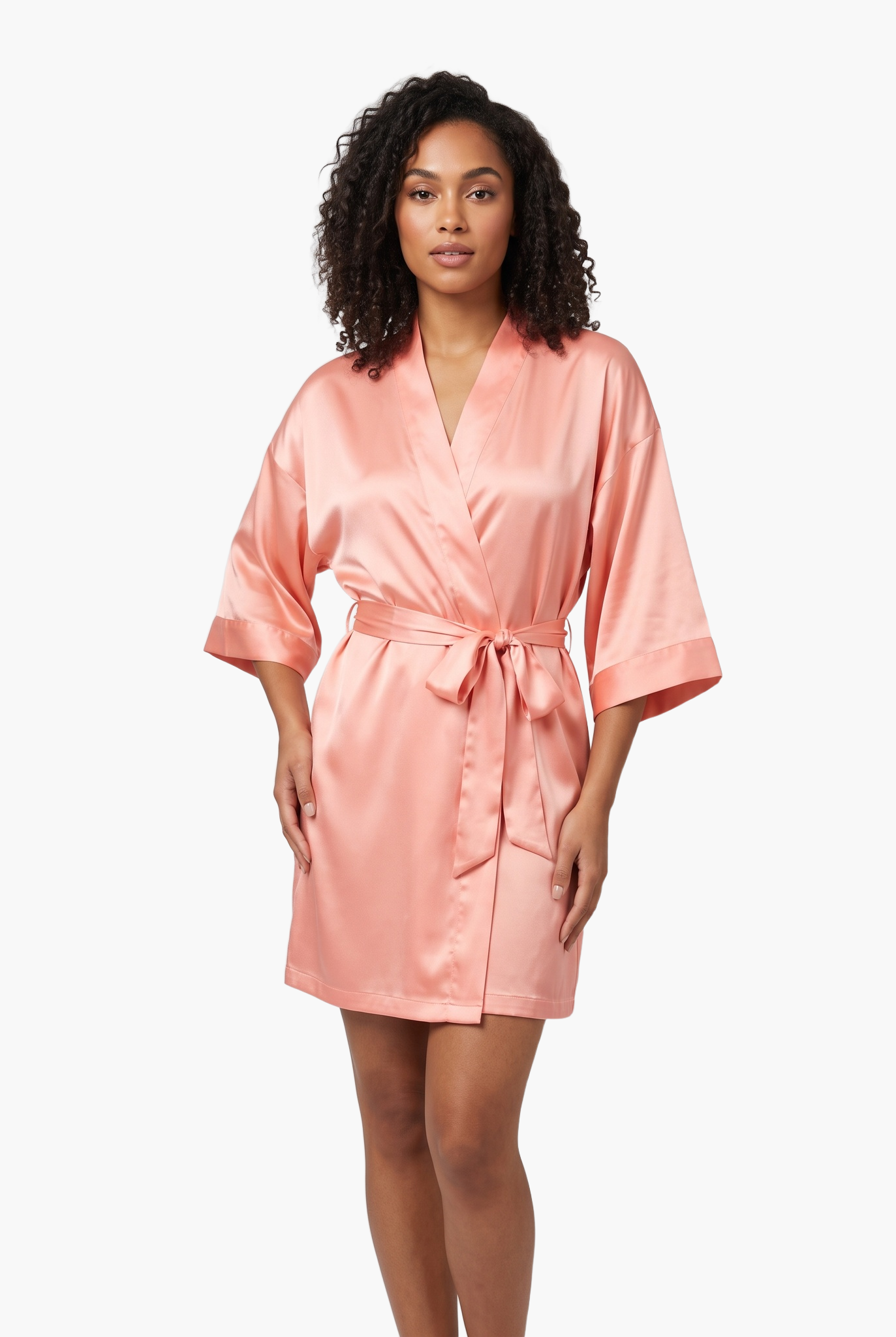 Satin Tie-Waist Robe — F8F8F8 3