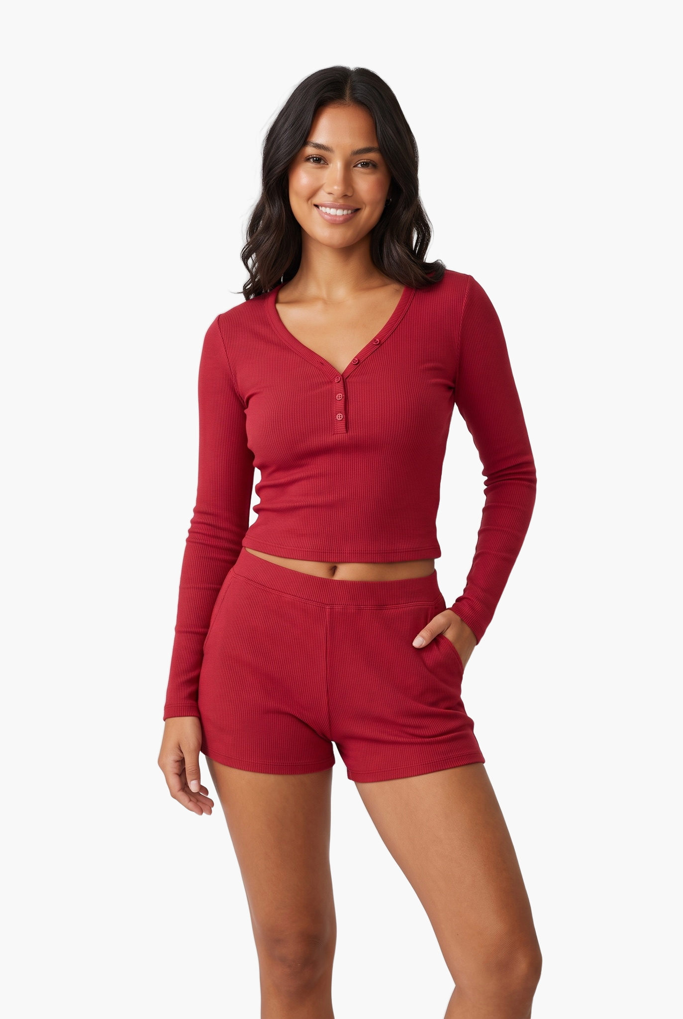 Long Sleeve Lounge Set with Built-In Bra — F8F8F8 7