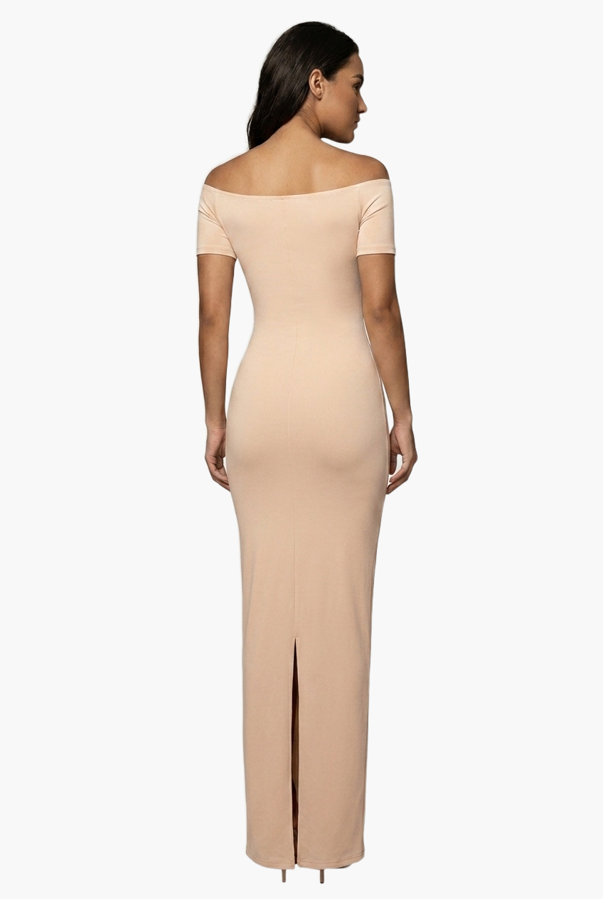 Off-Shoulder Sculpt Midi Dress — F8F8F8 6
