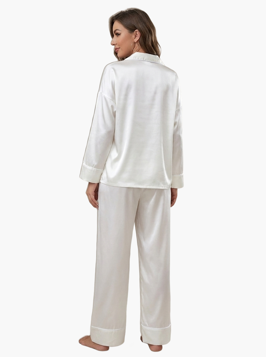 Satin Long Sleeve Pajama Set — F8F8F8 8