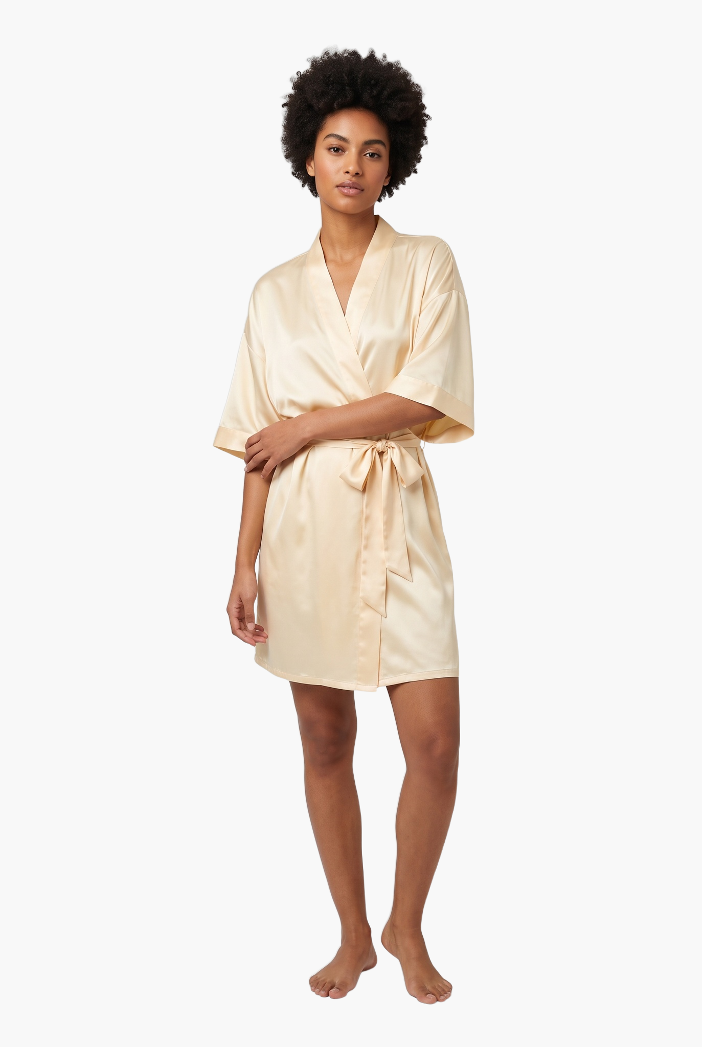Satin Tie-Waist Robe — F8F8F8 7