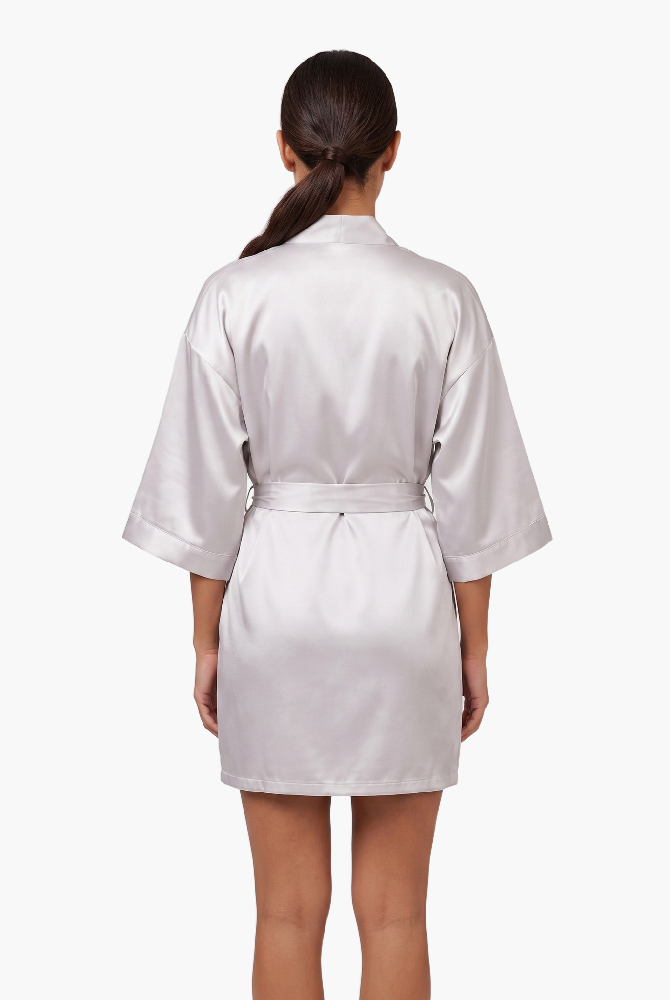 Satin Tie-Waist Robe — F8F8F8 14