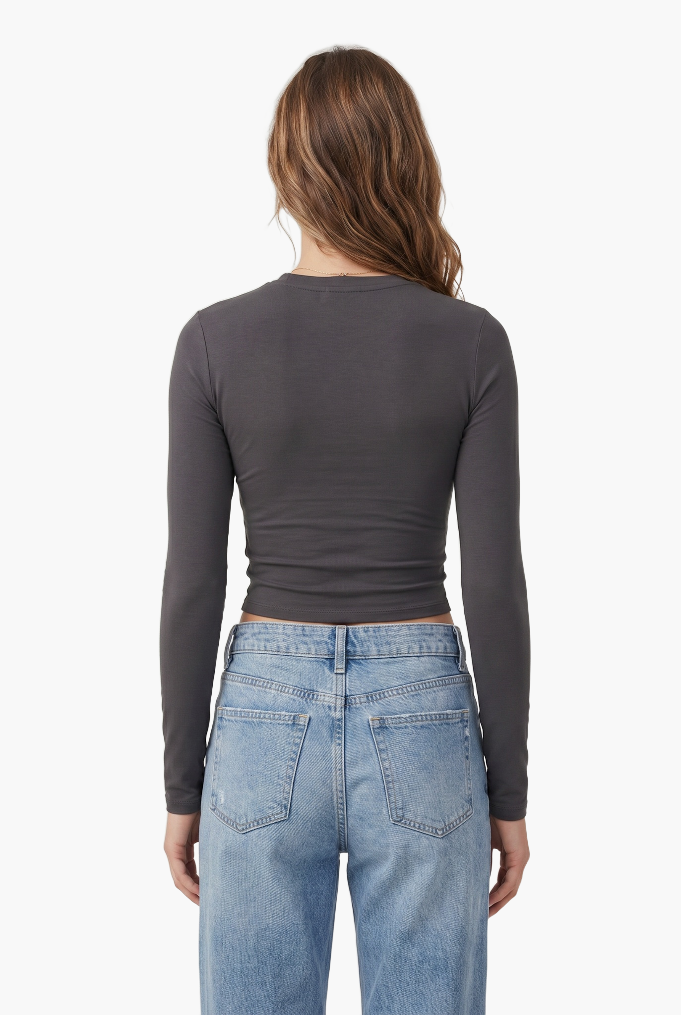 Slim Fit Long Sleeve Top — F8F8F8 4