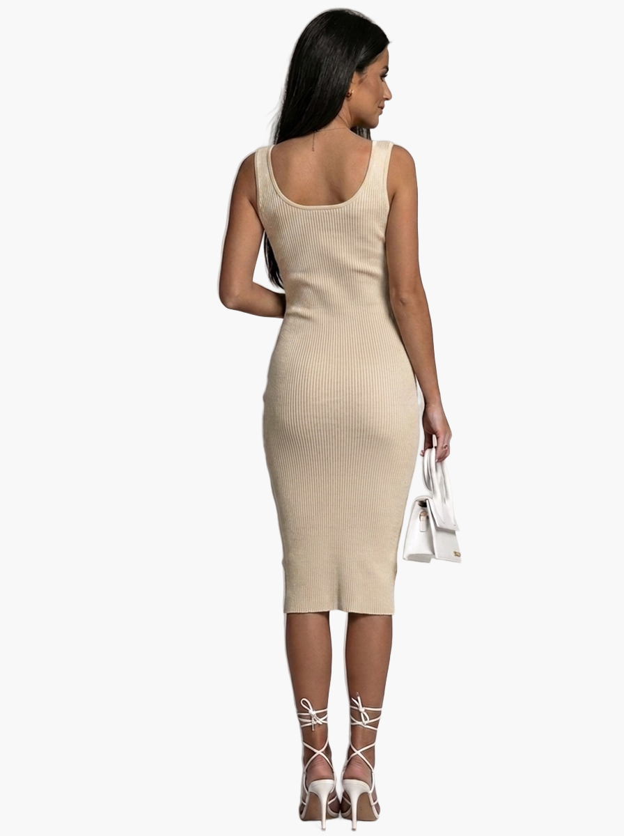 Sleeveless Ribbed Midi Dress — F8F8F8 4