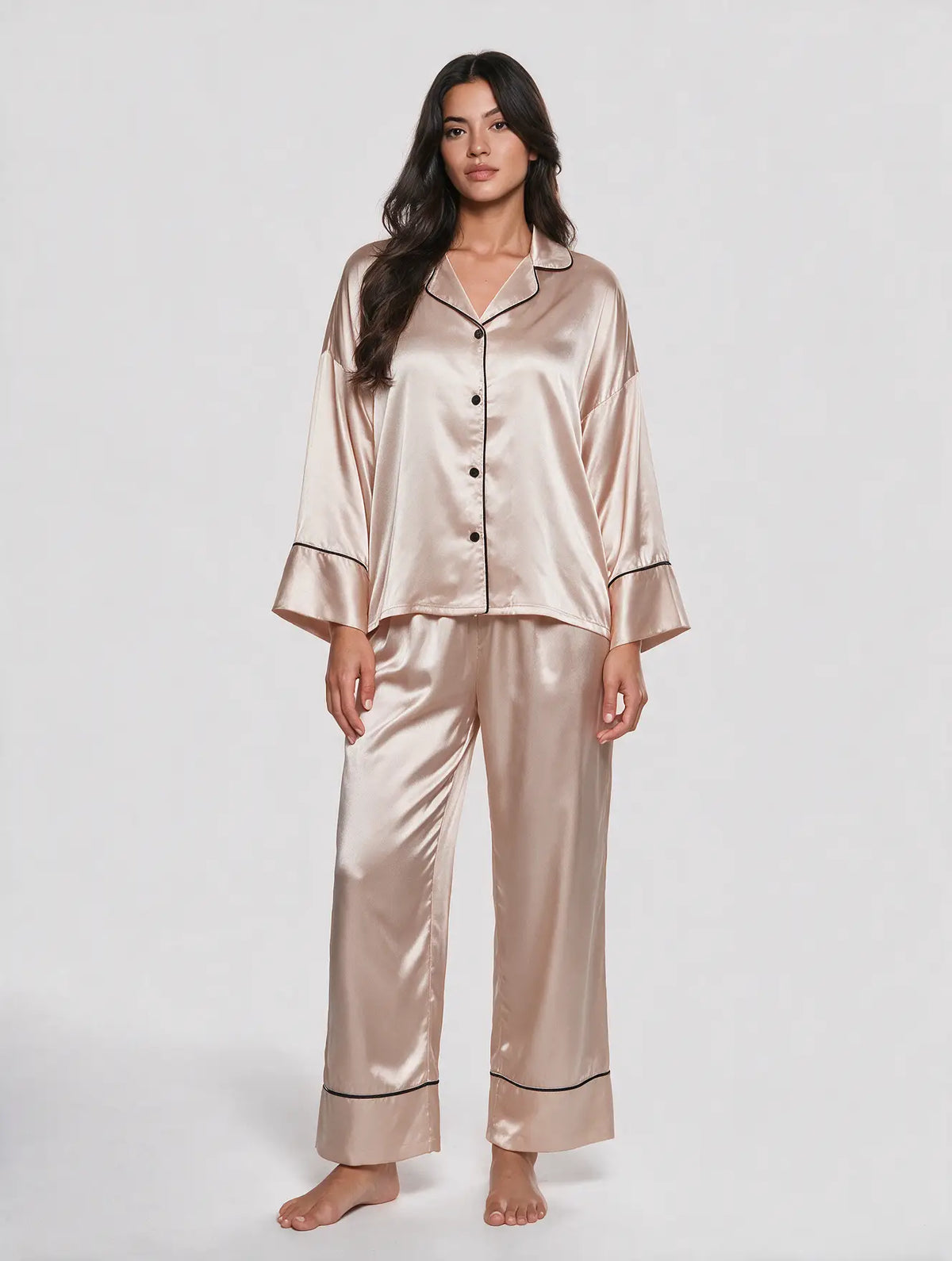 Satin Long Sleeve Pajama Set