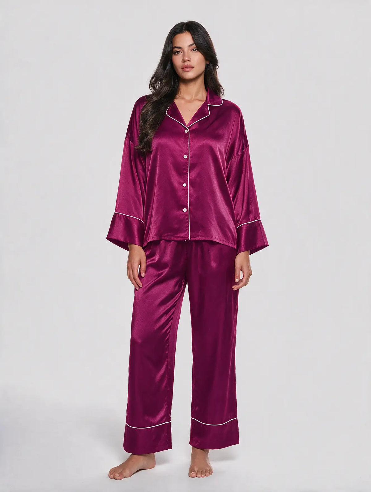 Satin Long Sleeve Pajama Set