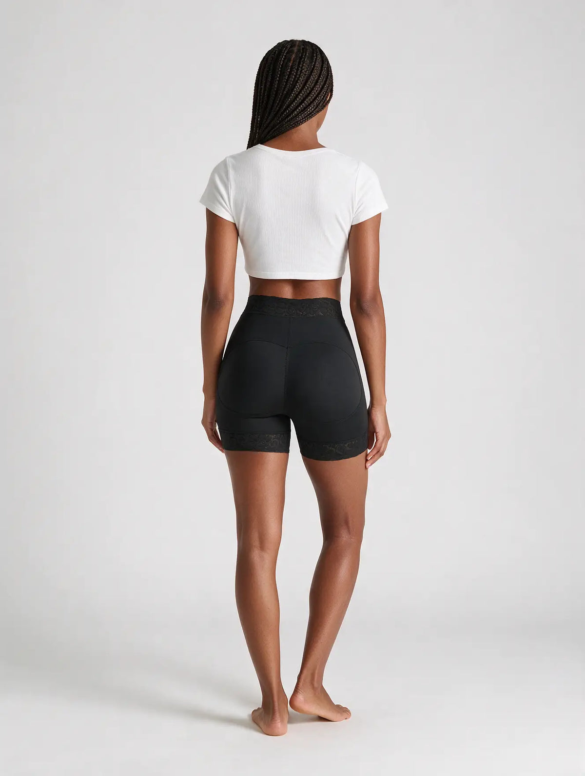 High-Waist Shaping Shorts with Lace Trim