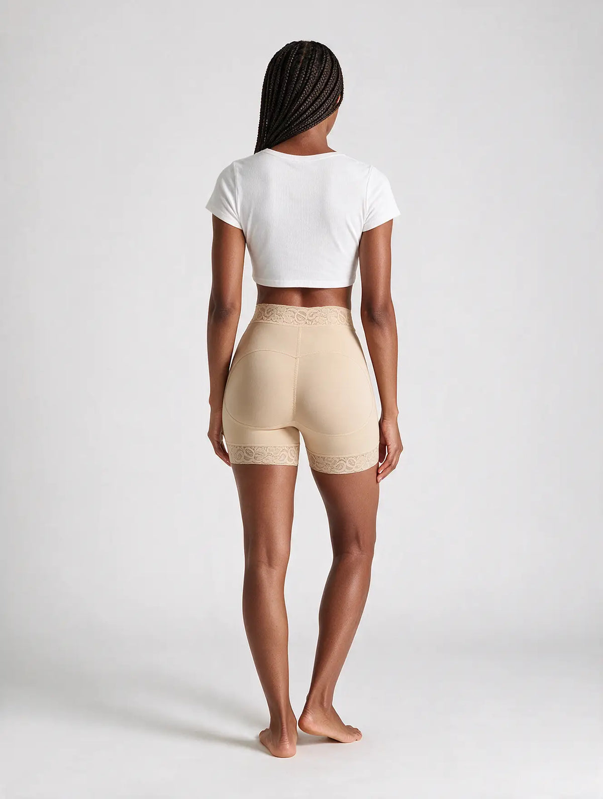 High-Waist Shaping Shorts with Lace Trim