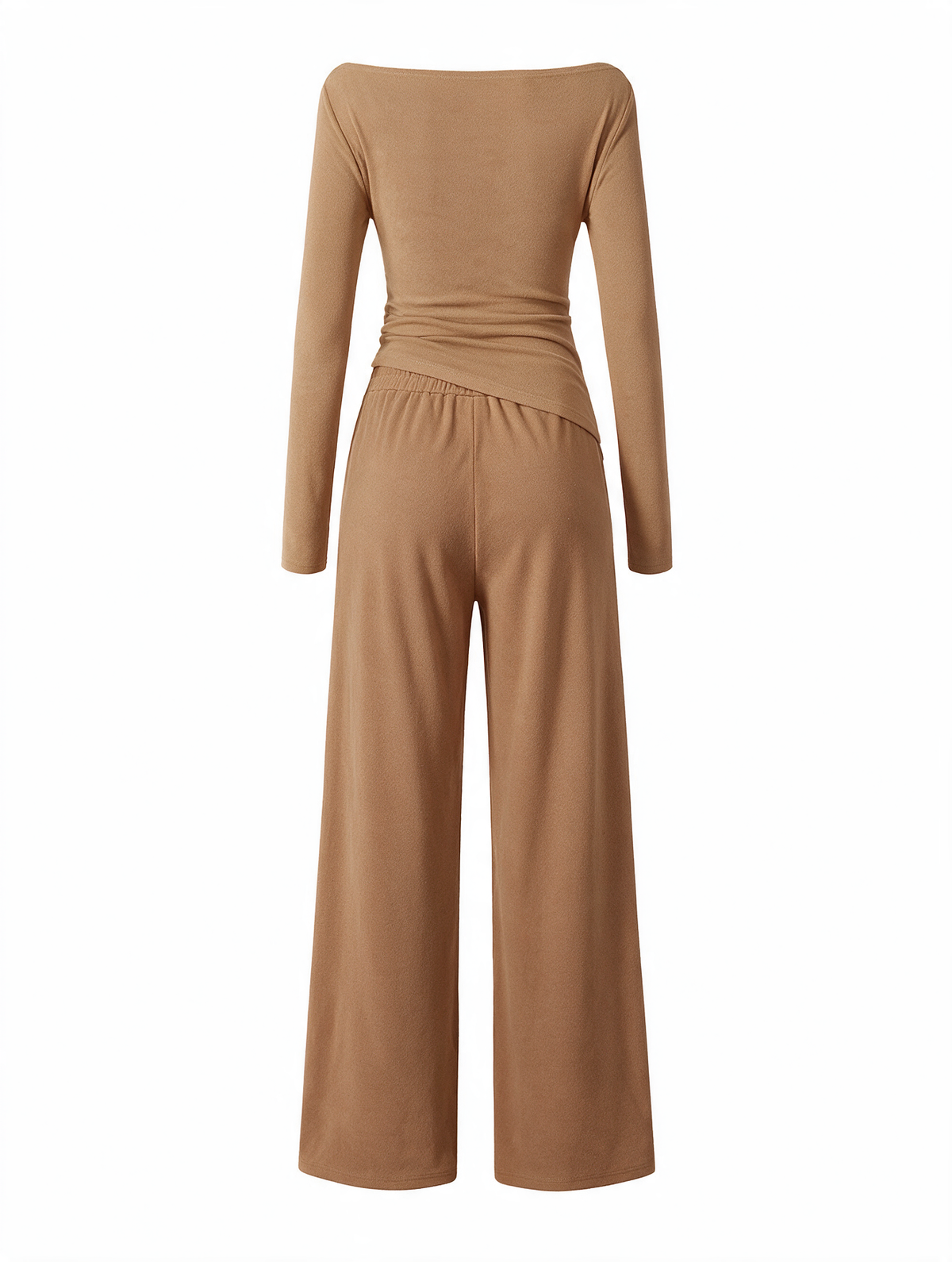 Women Asymmetric Long Sleeve T-Shirt and Wide Leg Pants Set