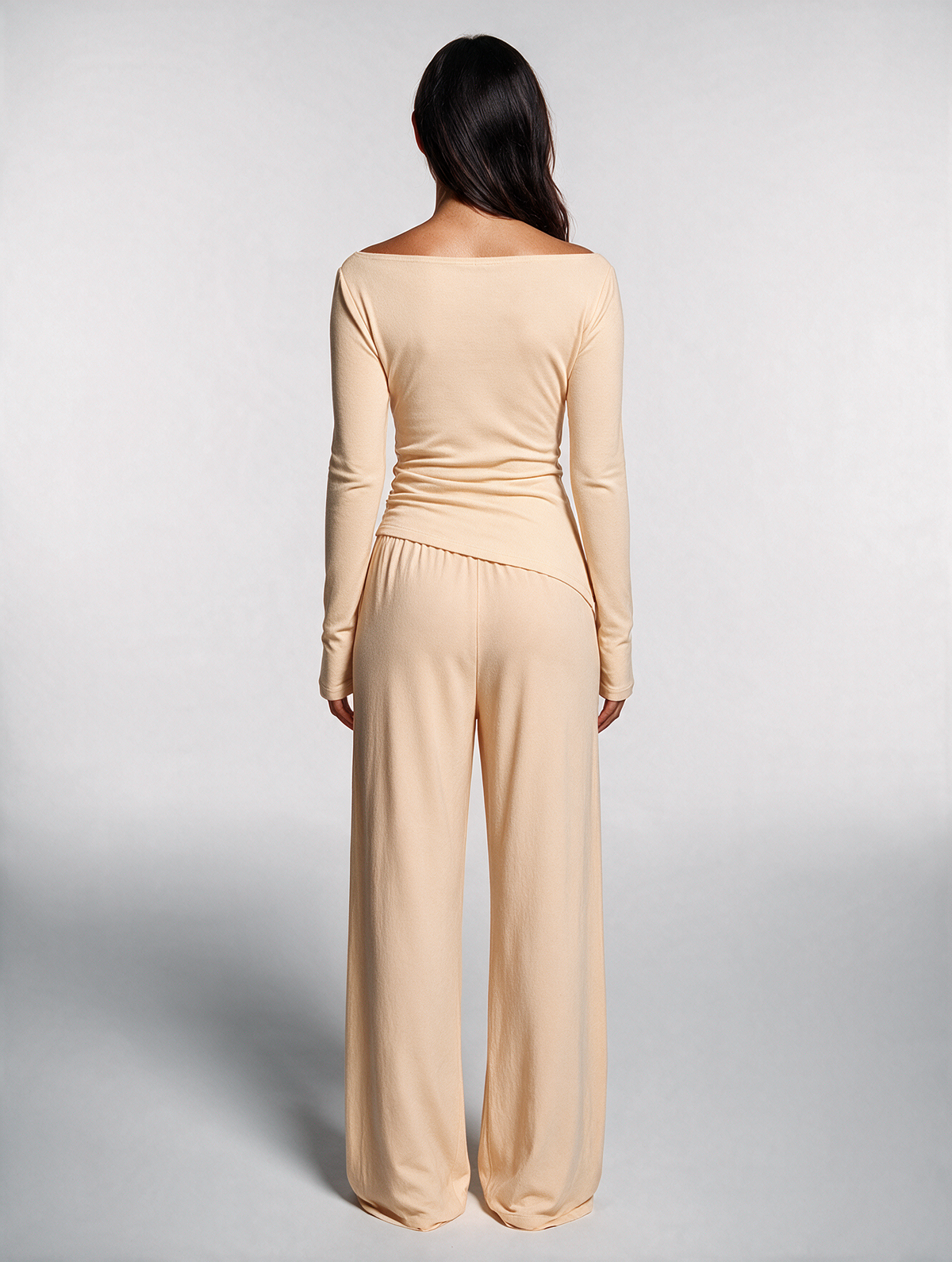 Women Asymmetric Long Sleeve T-Shirt and Wide Leg Pants Set