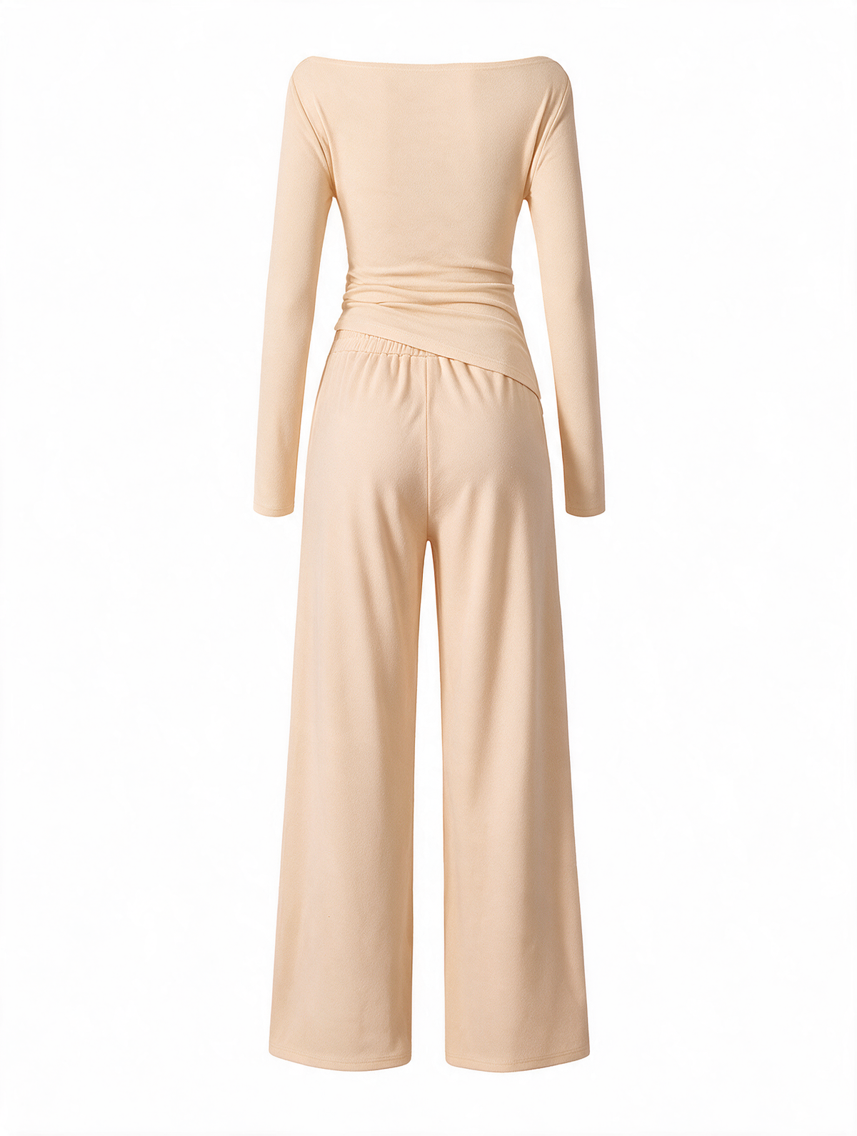 Women Asymmetric Long Sleeve T-Shirt and Wide Leg Pants Set
