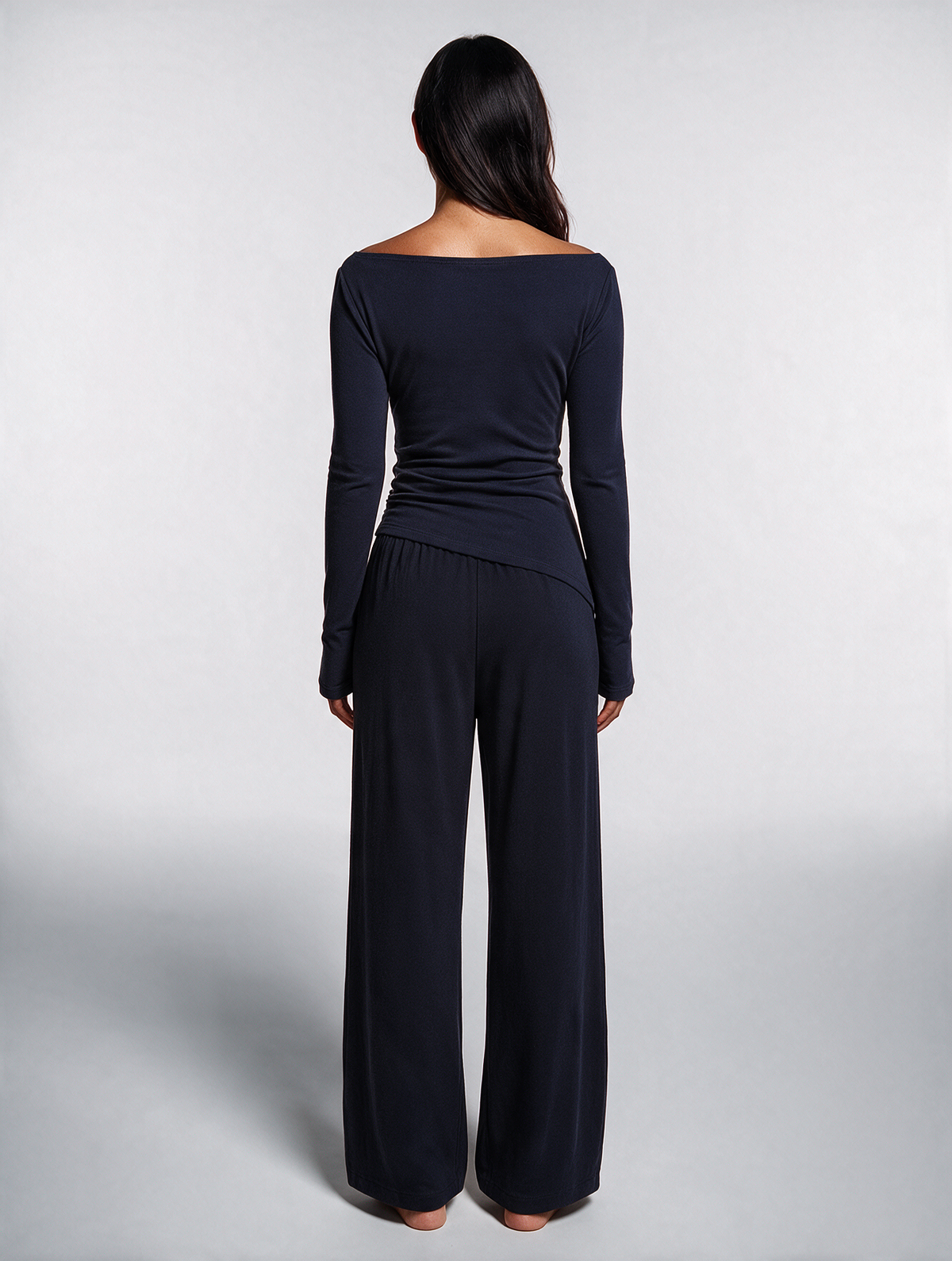 Women Asymmetric Long Sleeve T-Shirt and Wide Leg Pants Set