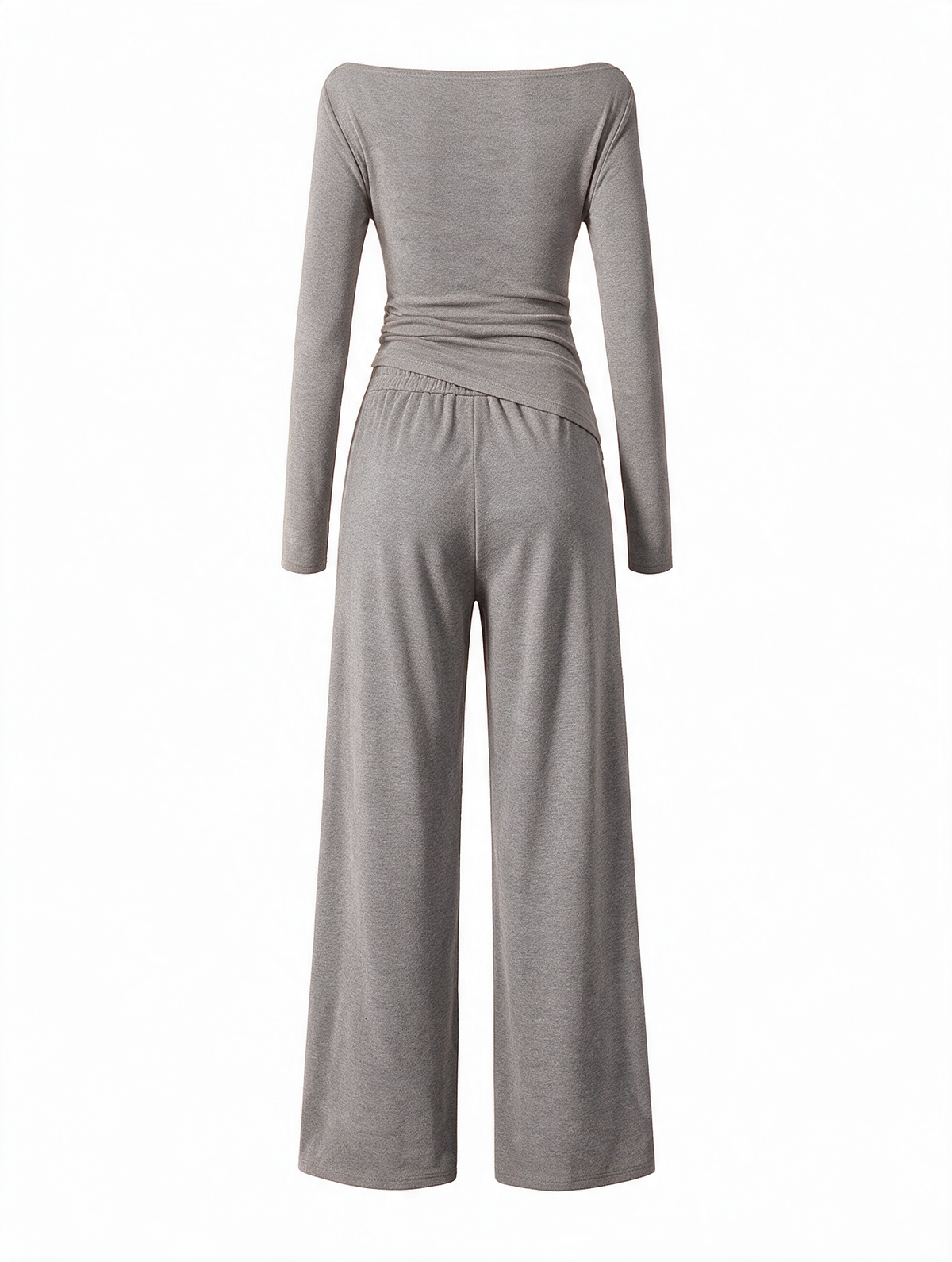 Women Asymmetric Long Sleeve T-Shirt and Wide Leg Pants Set